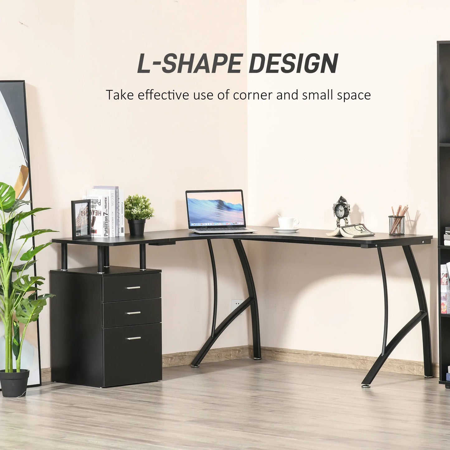 ProperAV Extra L-Shaped Corner Desk with Drawers