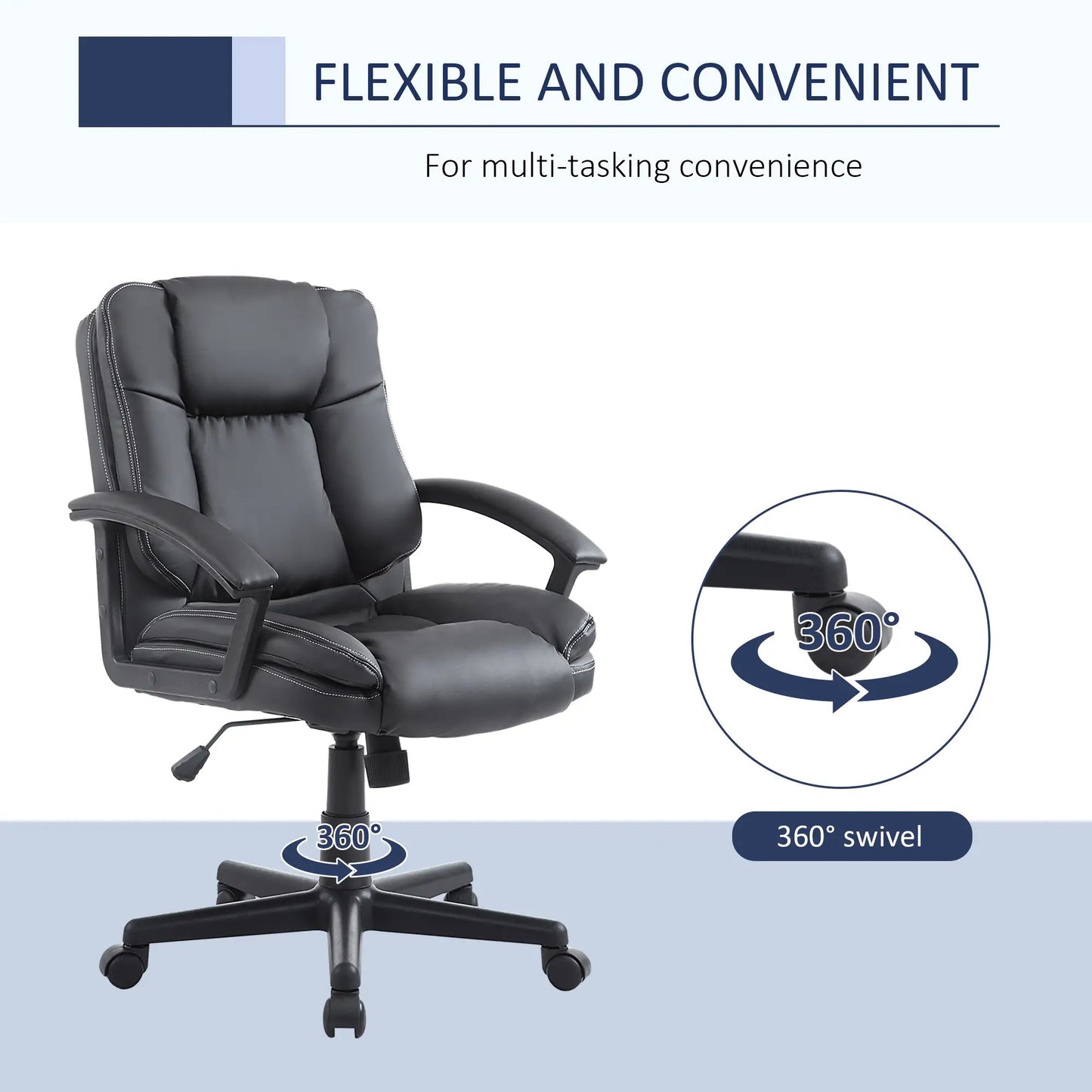 ProperAV Extra PU Leather Swivel Mid-Back Executive Office Chair