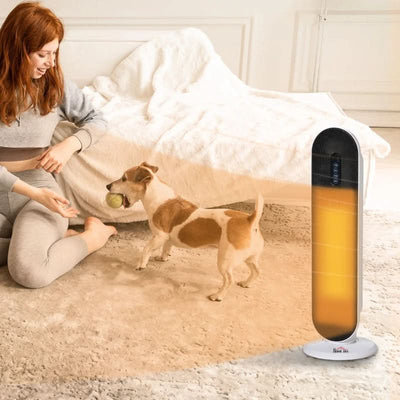 Maplin Plus 1200W/2000W Oscillating Ceramic Indoor Tower Space Heater with Remote Control