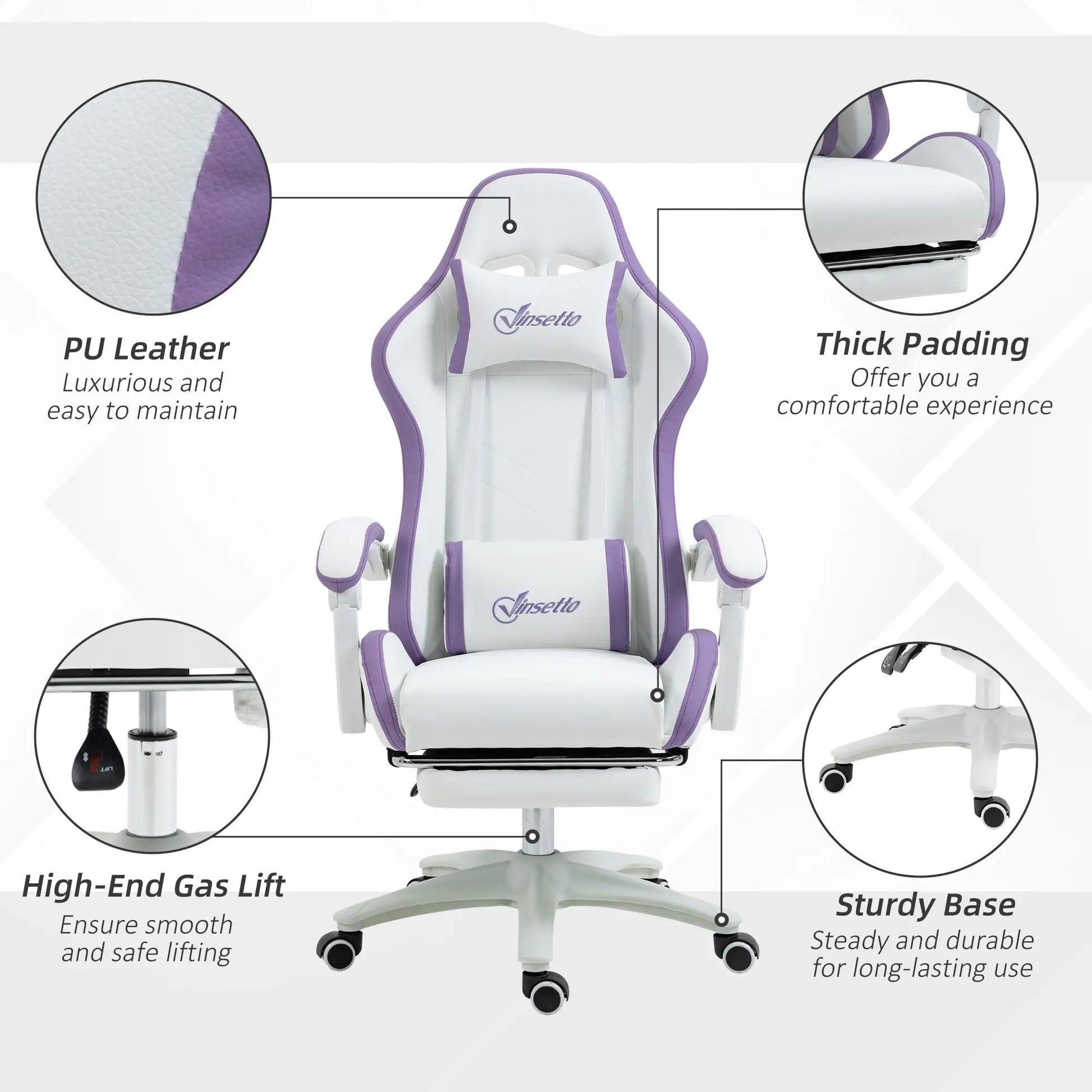 Maplin Plus Racing Style Gaming Chair with Reclining Function & Footrest