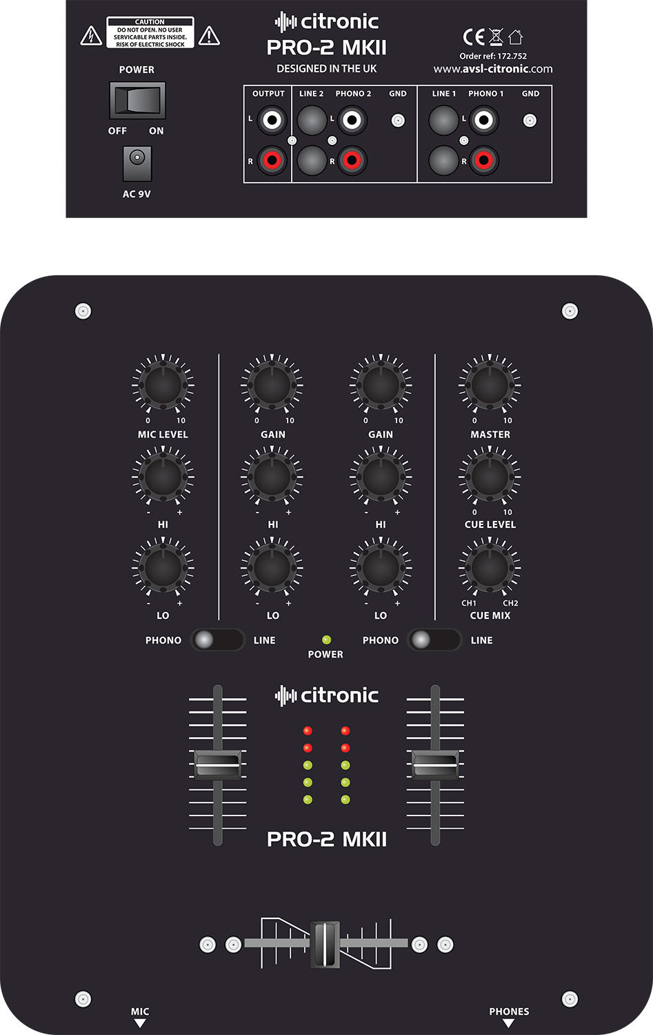 Citronic DJ Mixer 2 Channel