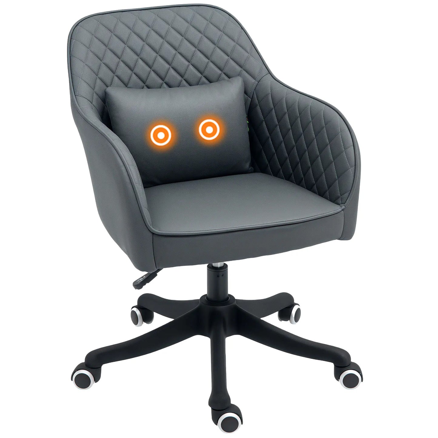 ProperAV Extra Velvet Mid-Back Office Chair with Massage Lumbar Pillow Grey