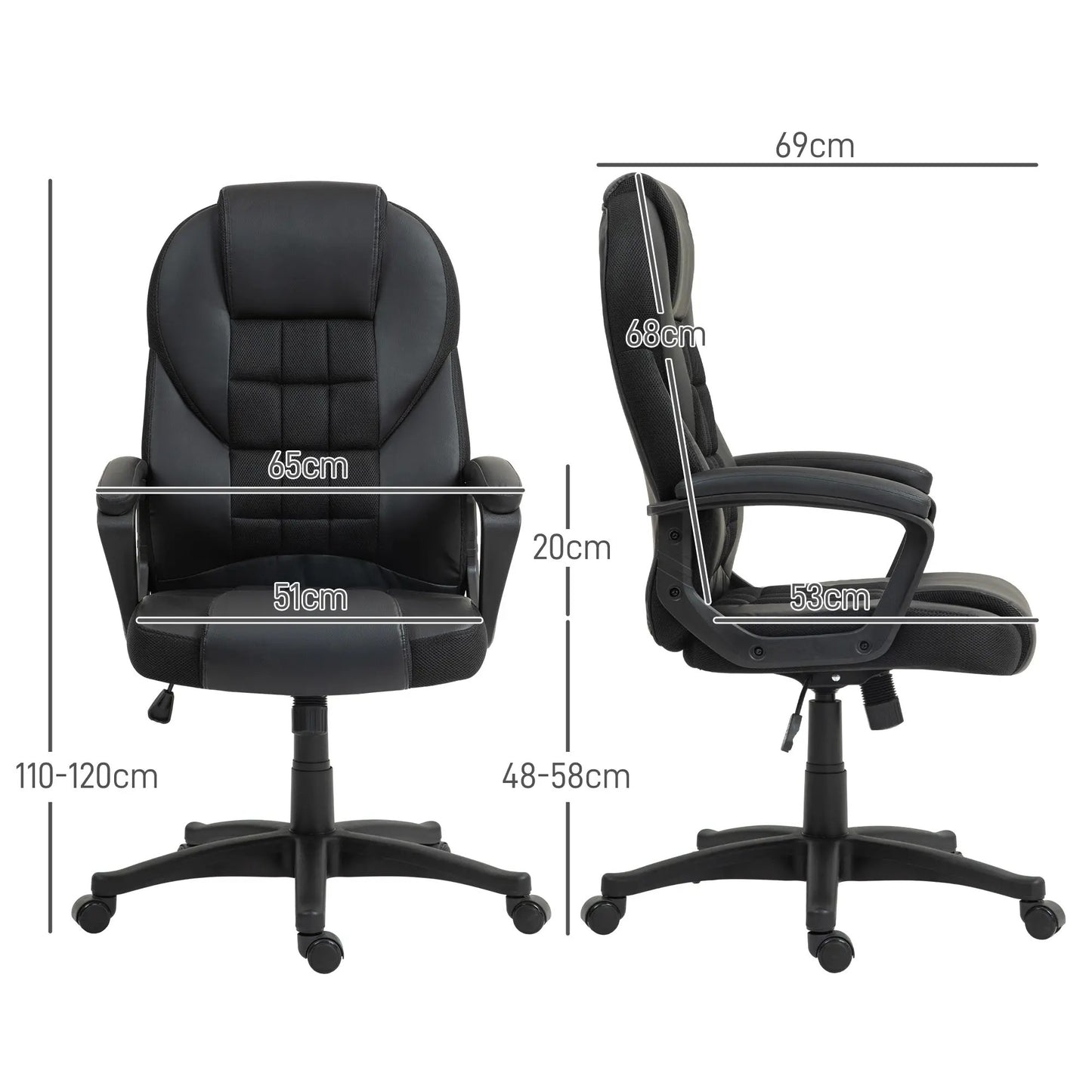 ProperAV Executive Office Chair with Armrests - Black