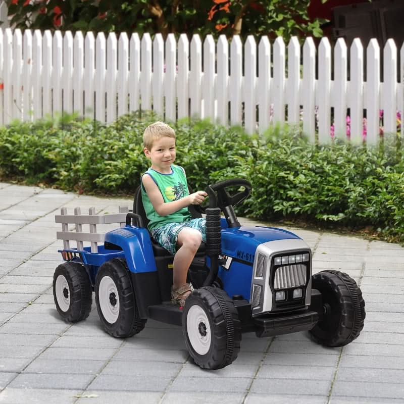 Maplin Plus Kids Electric 12V Ride On Tractor with Detachable Trailer, Remote Control, Music Start Up Sound, Horn & Lights for Ages 3-6 Years