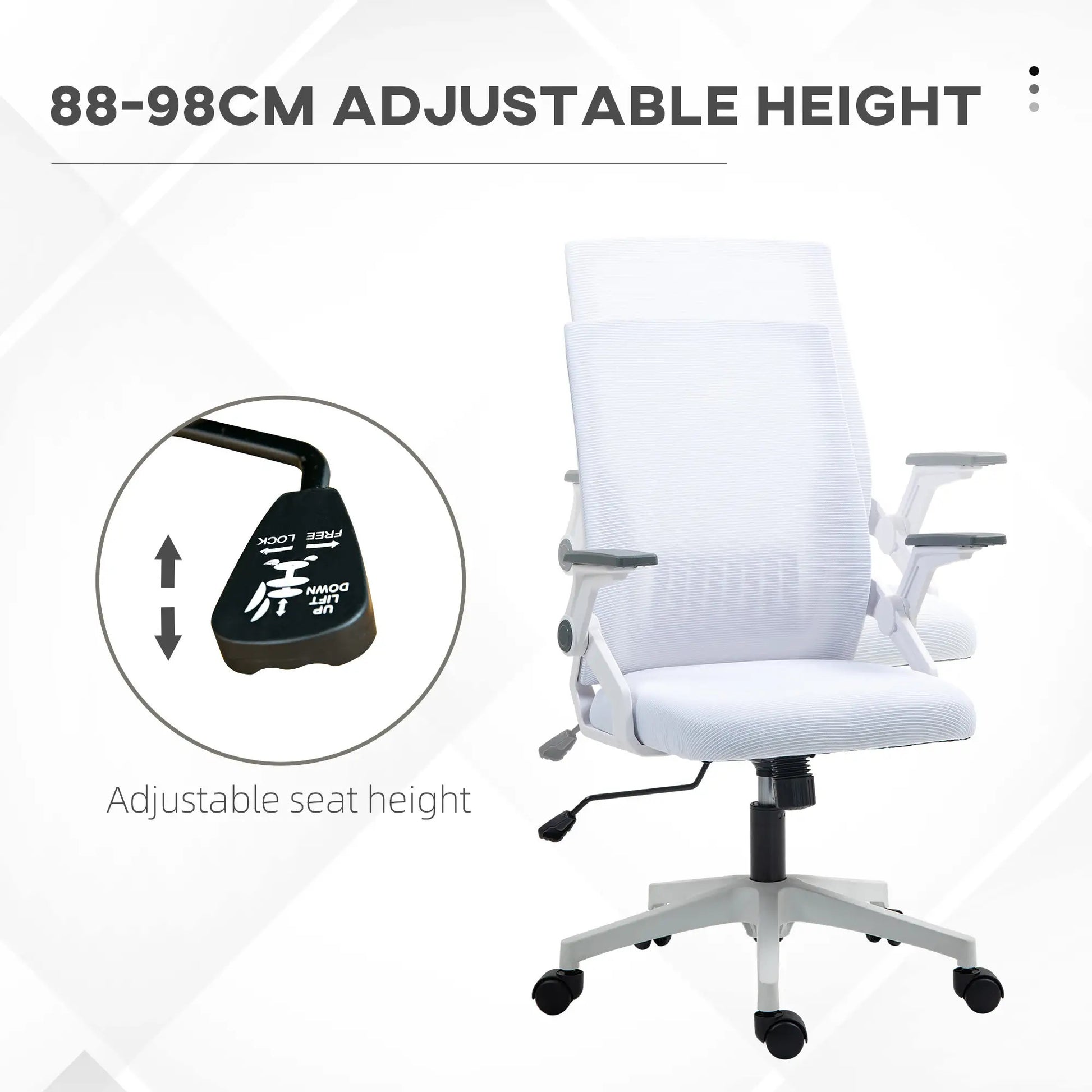 ProperAV Extra Mesh Ergonomic Office Chair with Lumbar Support & Flip-Up Arms