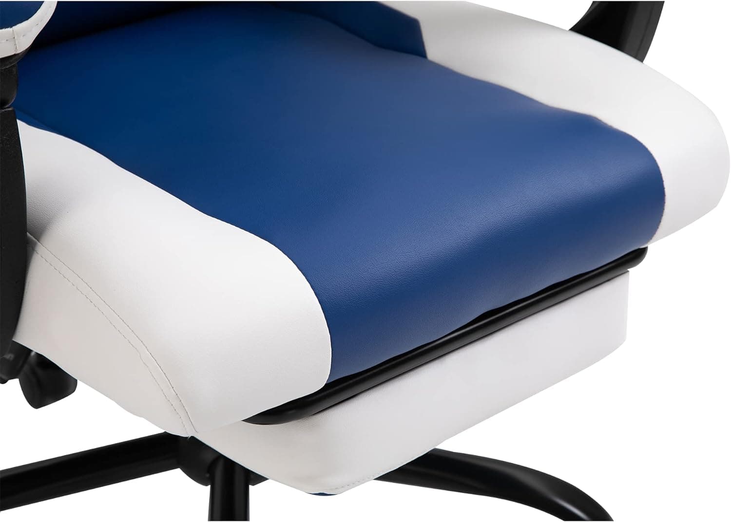 Maplin Plus PU Leather Reclining Adjustable Gaming Chair with Headrest & Footrest - Blue & White