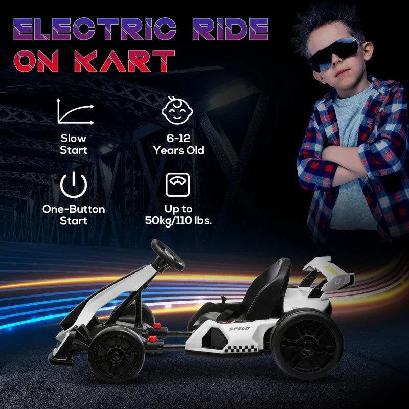 Maplin Plus 24V Electric Go Kart for Kids with Adjustable Seat for 6-12 Years