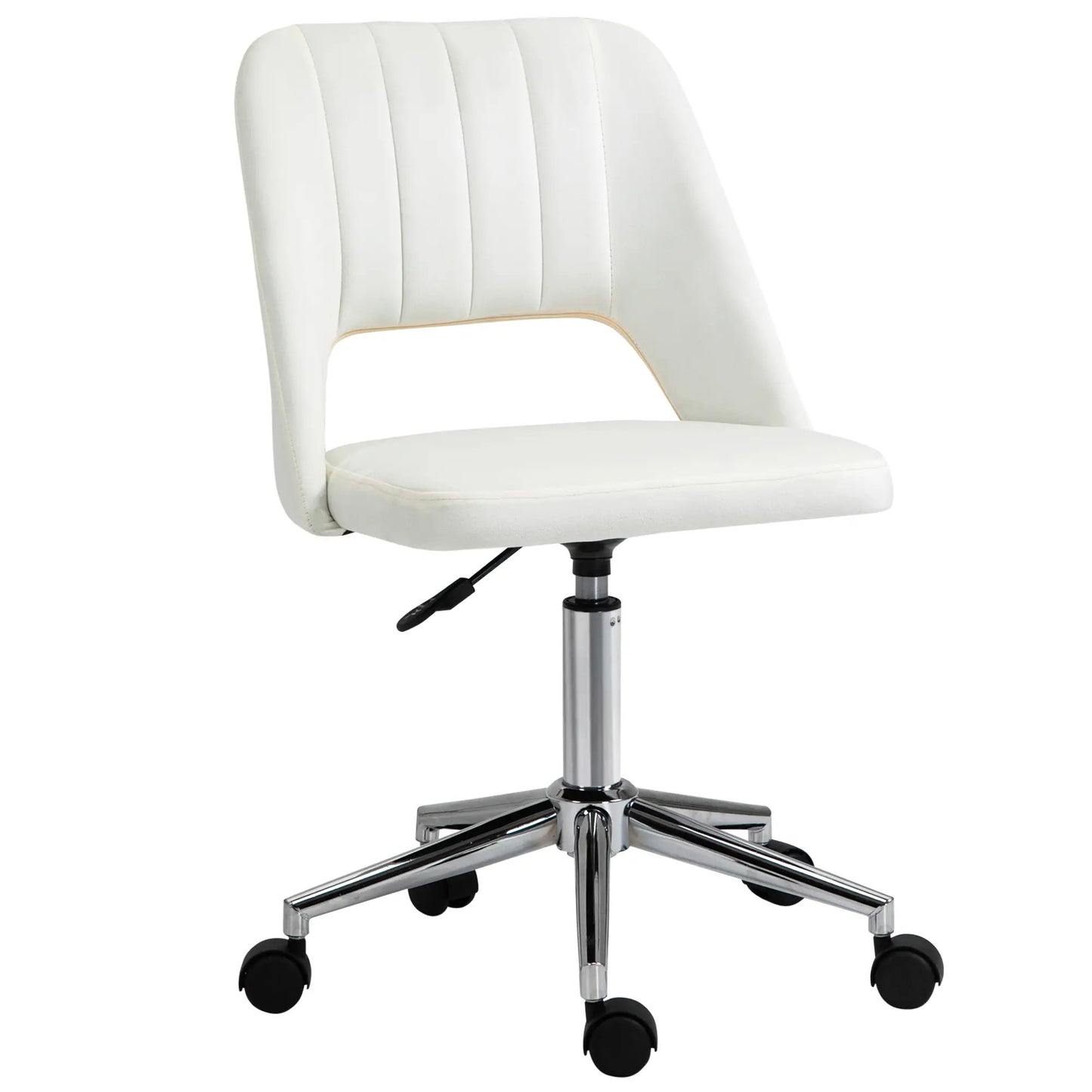 ProperAV Extra Velvet Fabric Scallop Shape Mid-Back Office Chair Cream