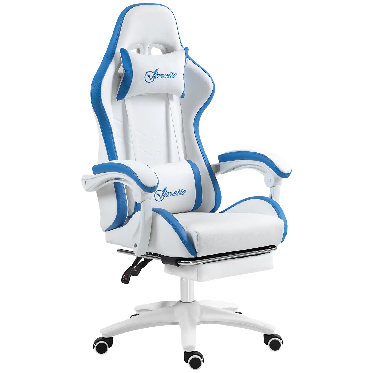 Maplin Plus Racing Style Gaming Chair with Reclining Function & Footrest Blue