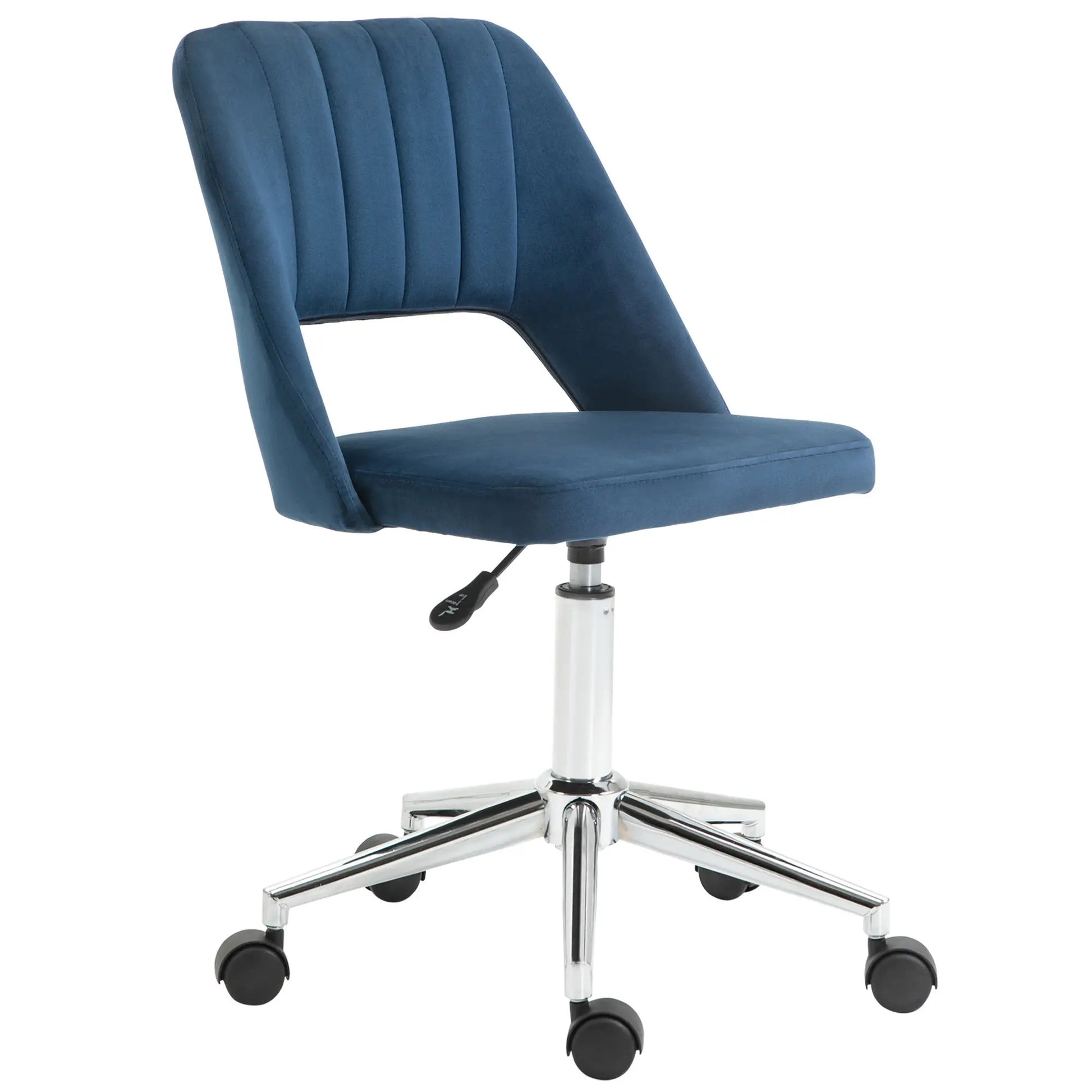 ProperAV Extra Velvet Fabric Scallop Shape Mid-Back Office Chair Blue