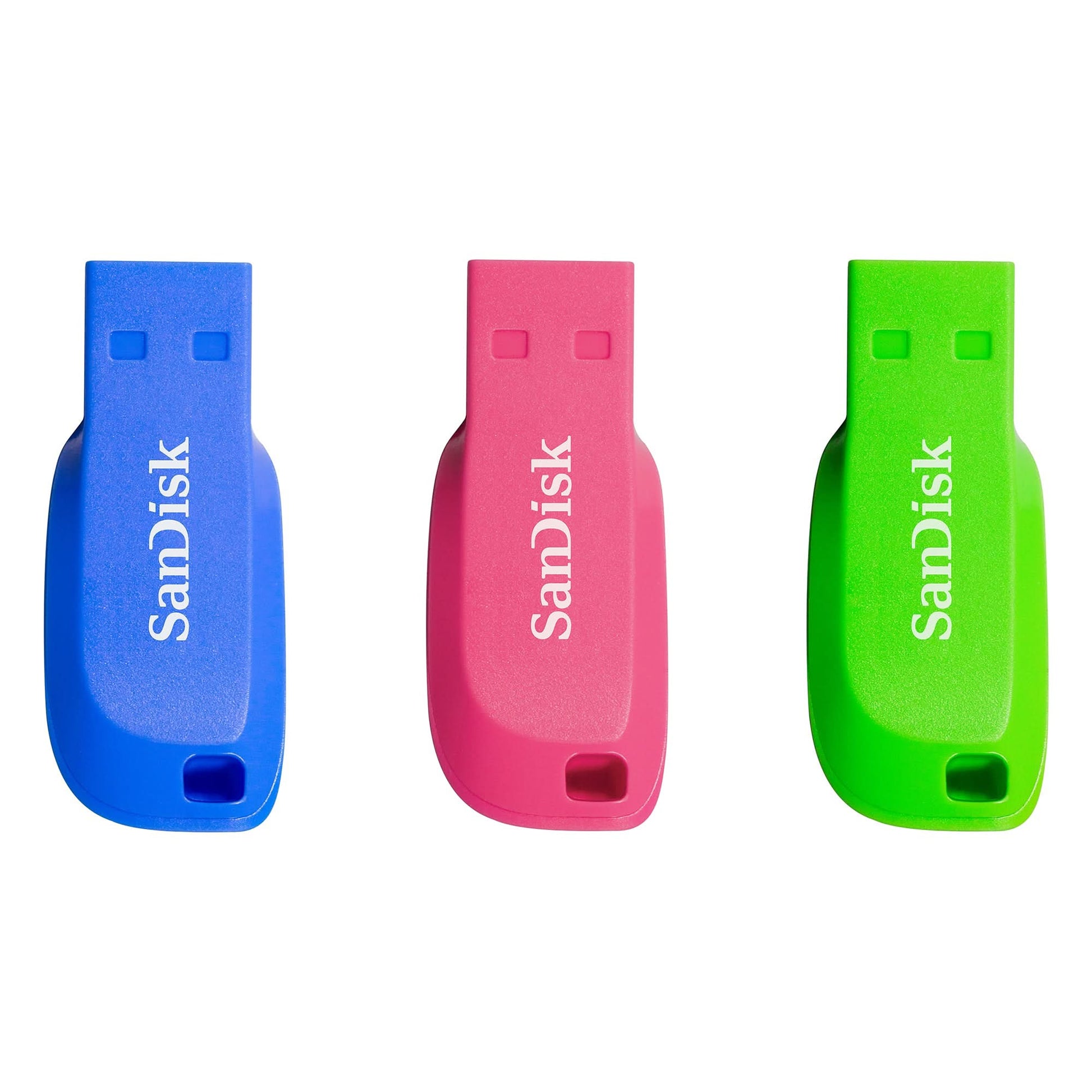 SanDisk 32GB Cruzer Blade USB 2.0 Flash Drive 3 Pack - Blue, Green & Pink