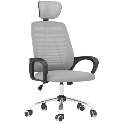 ProperAV Extra Mesh Ergonomic Office Chair with Rotatable Headrest - Grey