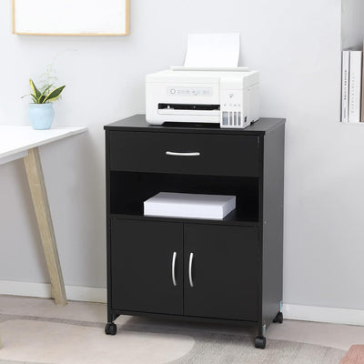 ProperAV Extra Mobile Printer Stand Storage Cabinet - Black