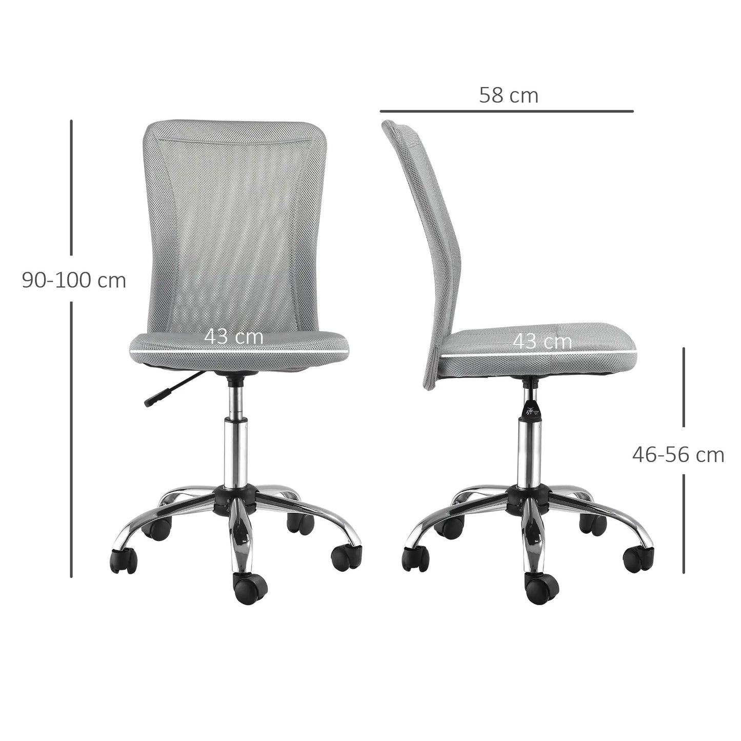 ProperAV Extra Armless Adjustable Mesh Office Chair