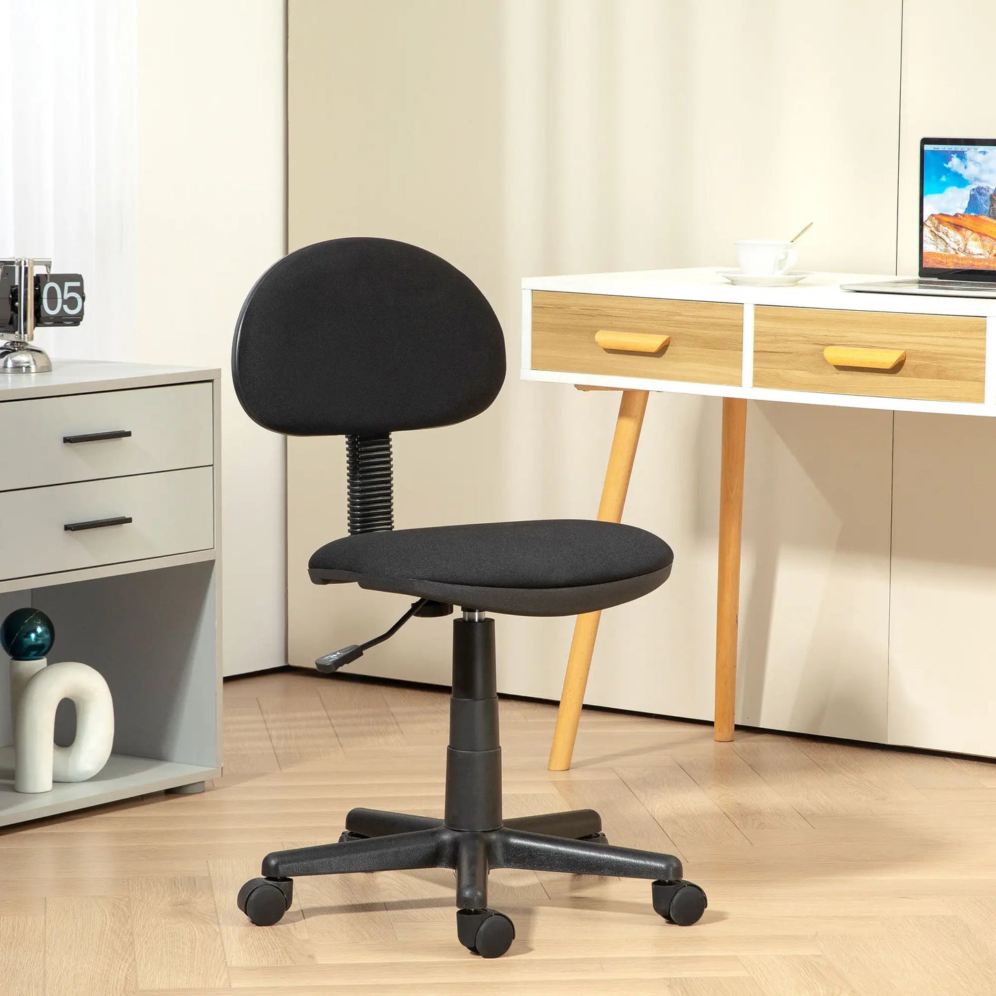 ProperAV Extra Armless Adjustable Draughtsman Office Chair - Black