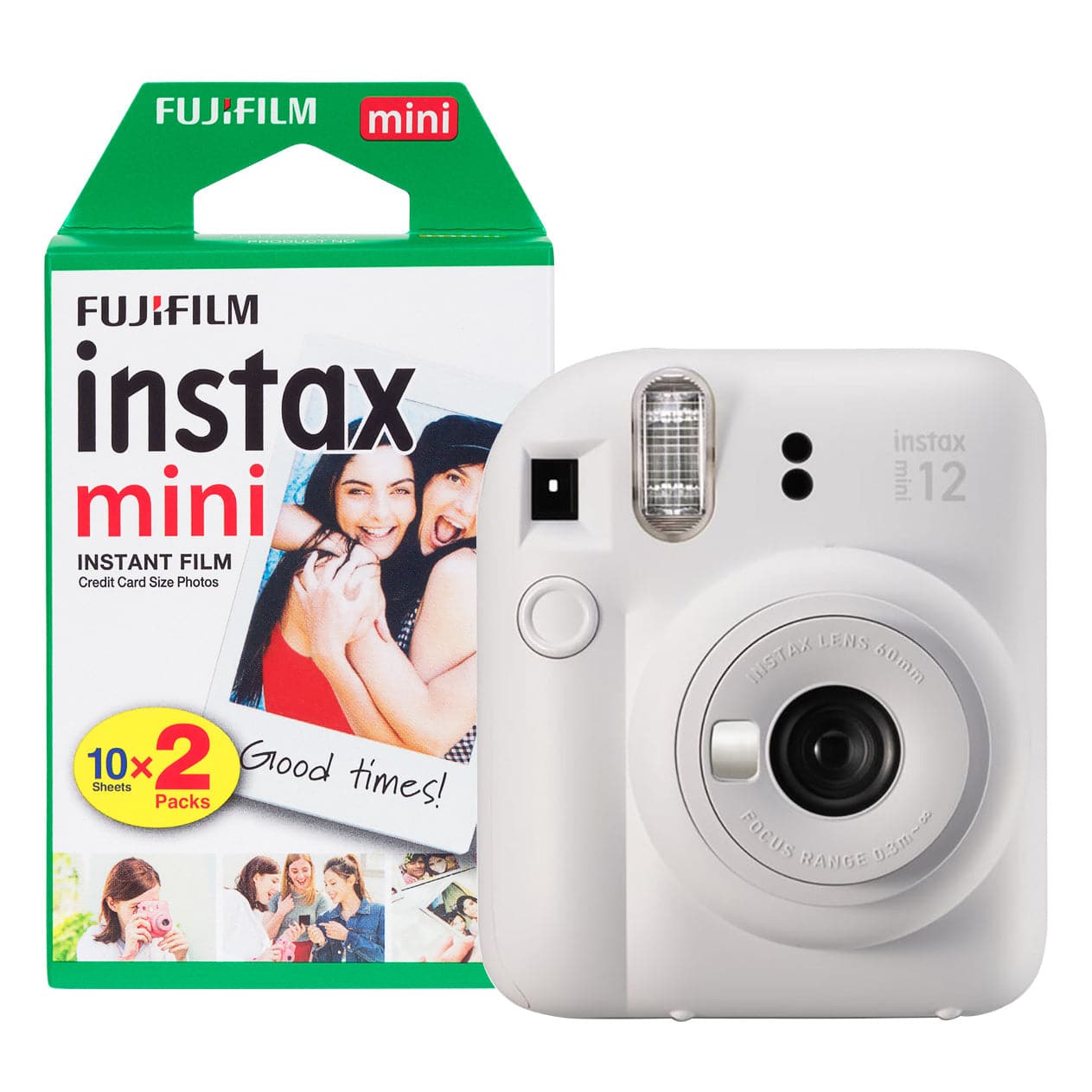 Fujifilm Instax Mini 12 Instant Camera - Clay White Camera + 20 Shot Pack