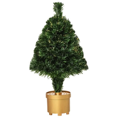 HOMCOM 2ft Pre-Lit Fibre Optic LED Artificial Christmas Tree