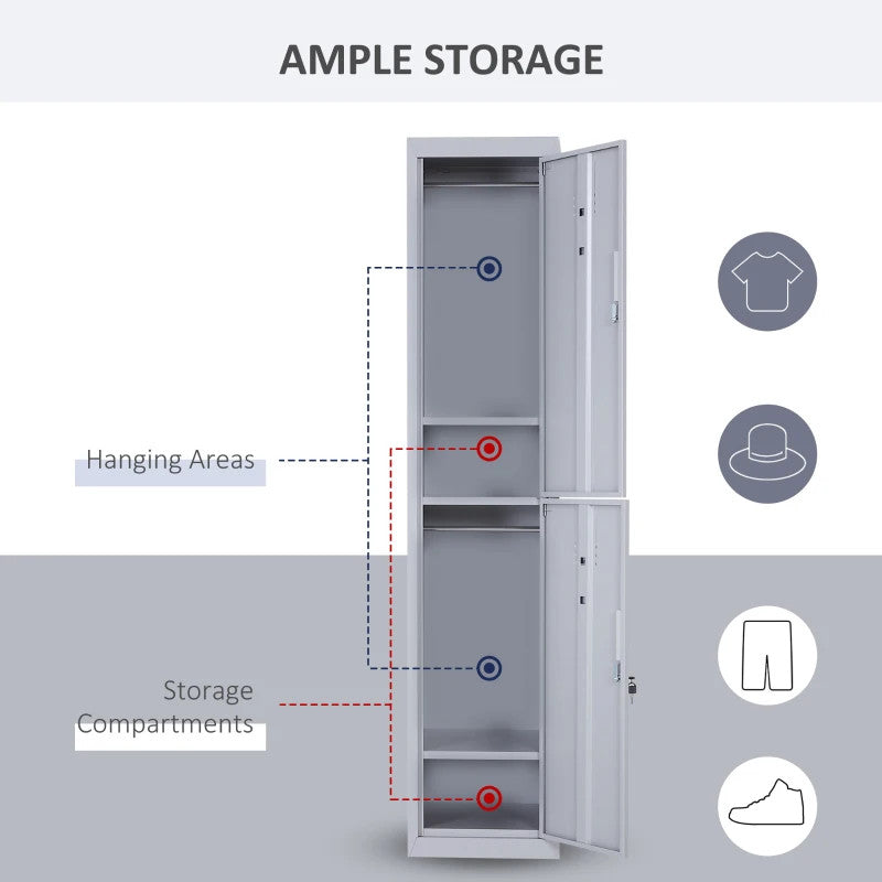 ProperAV Extra Rolled Steel Storage Locker Cabinet with Shelves - Grey - maplin.co.uk