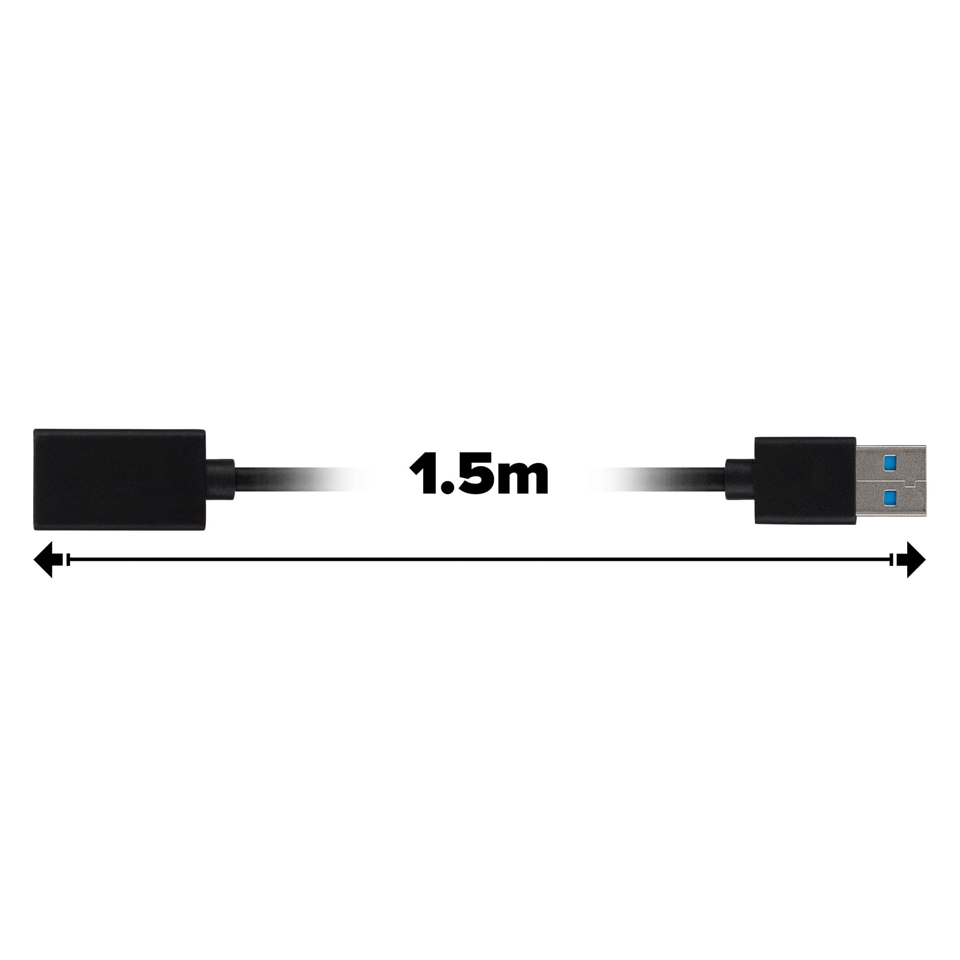 Maplin USB-A 3.0 Male to USB-A 3.0 Female Extension Cable - Black, 1.5m