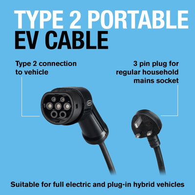 Ring Automotive 3-Pin Plug to Type 2 Electric Vehicle Charging Cable