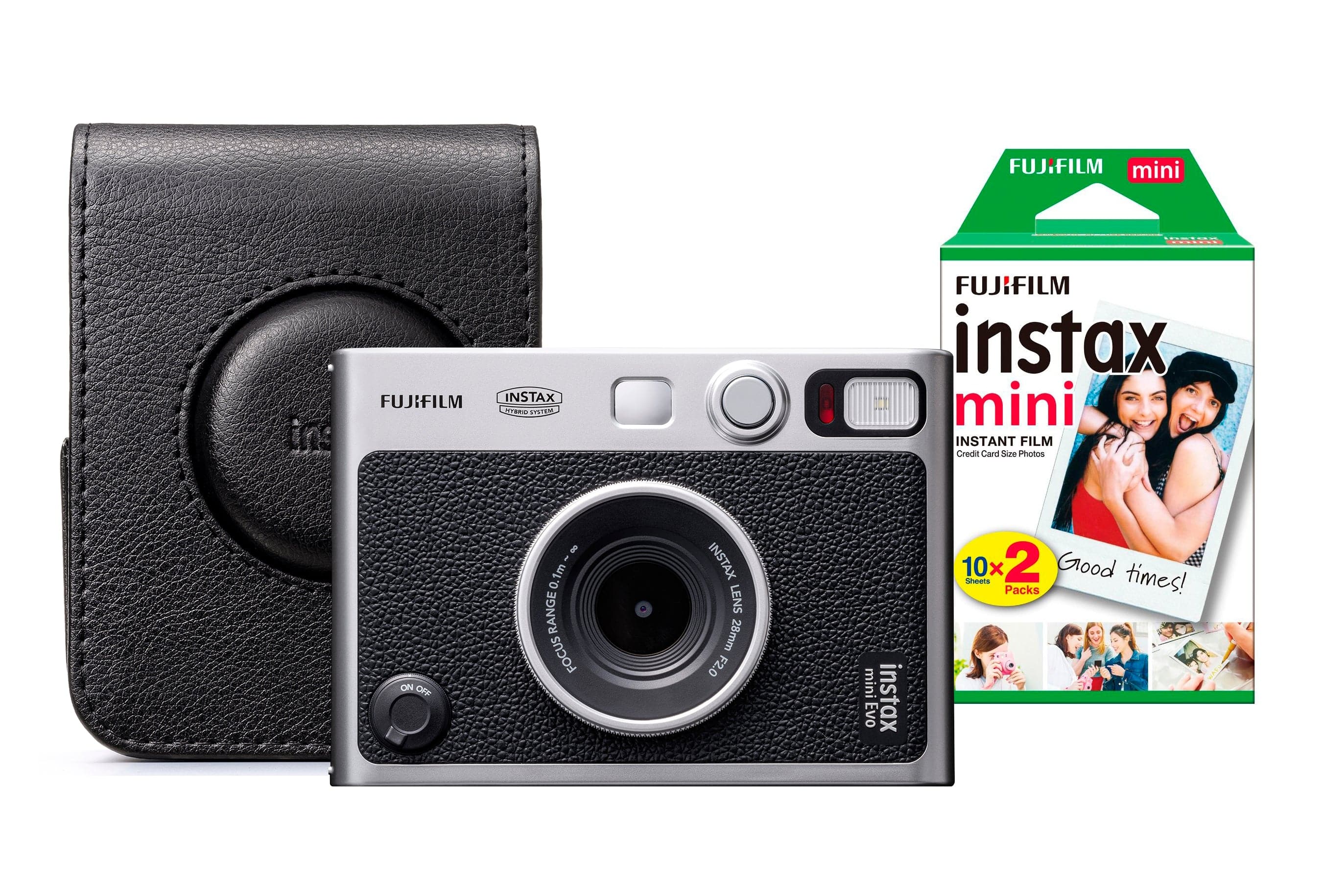 Fujifilm Instax Mini Evo Hybrid Instant Camera - Black Camera + 20 Shot Pack + Case