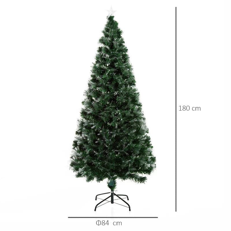 HOMCOM 6ft Multicoloured Fibre Optic Artificial Christmas Tree with Metal Stand