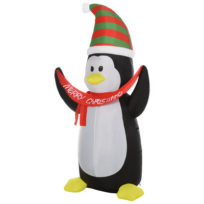 HOMCOM 2.4m LED Polyester Christmas Inflatable Penguin Outdoor Decoration