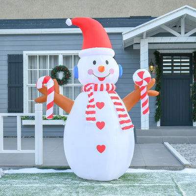 HOMCOM Christmas Rotating LED Inflatable Snowman Decoration