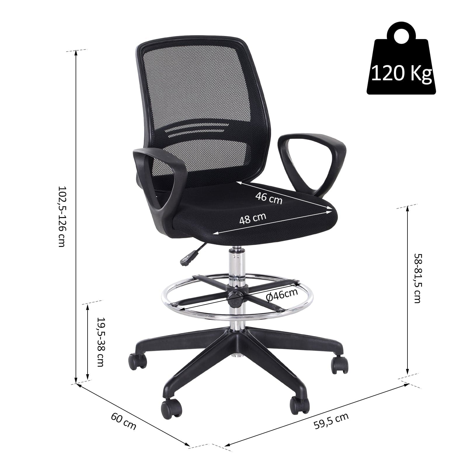 Tall ergonomic desk discount chair