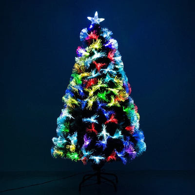 HOMCOM 6ft Multicoloured Fibre Optic Artificial Christmas Tree with Metal Stand