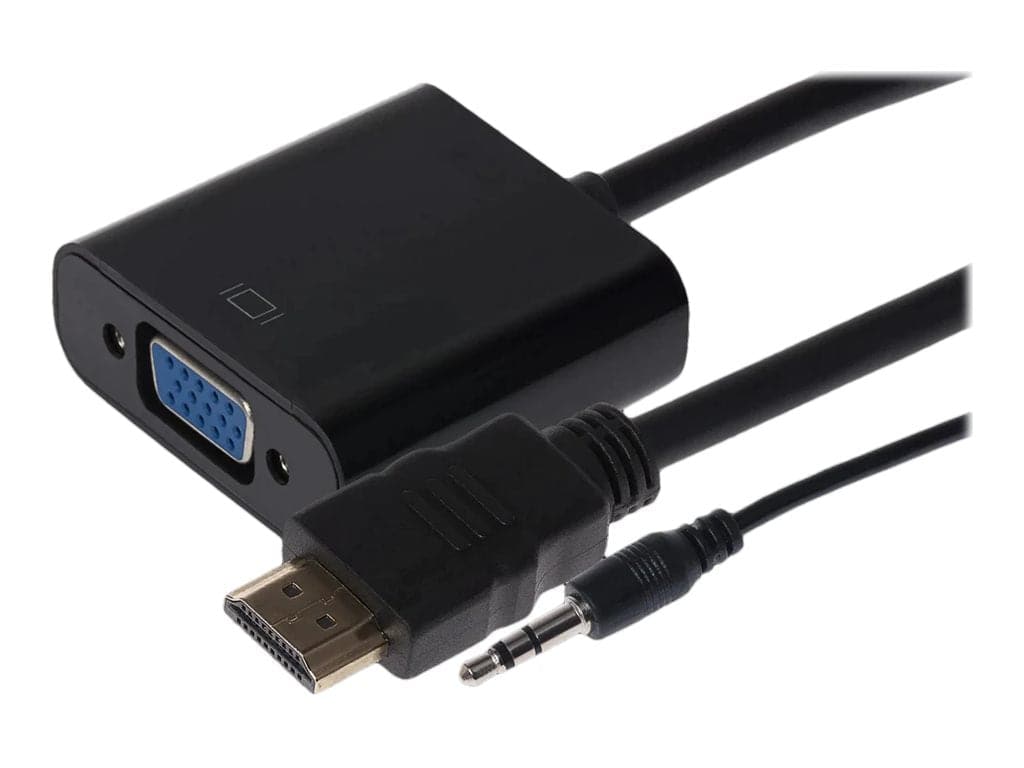 Nikkai HDMI Male to VGA Female 3.5mm Audio Port Adapter Black 10cm