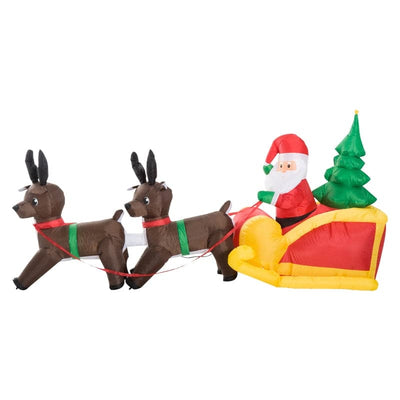 HOMCOM Inflatable LED Christmas Santa Claus, Sleigh & Reindeer Outdoor Decoration