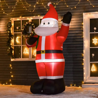 HOMCOM 8ft Christmas LED Inflatable Santa Outdoor Decoration