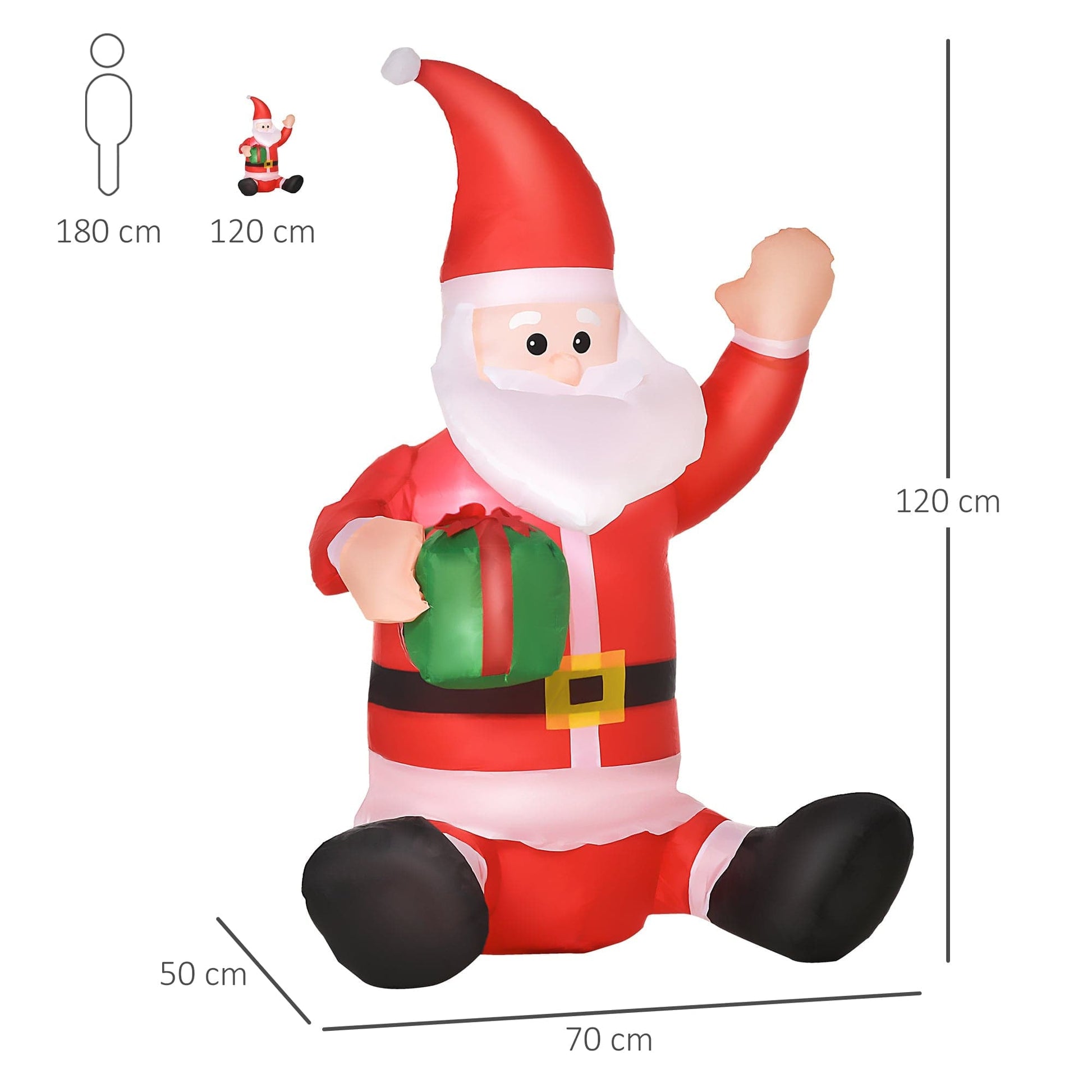 HOMCOM Christmas Inflatable LED Santa Claus Outdoor Decoration