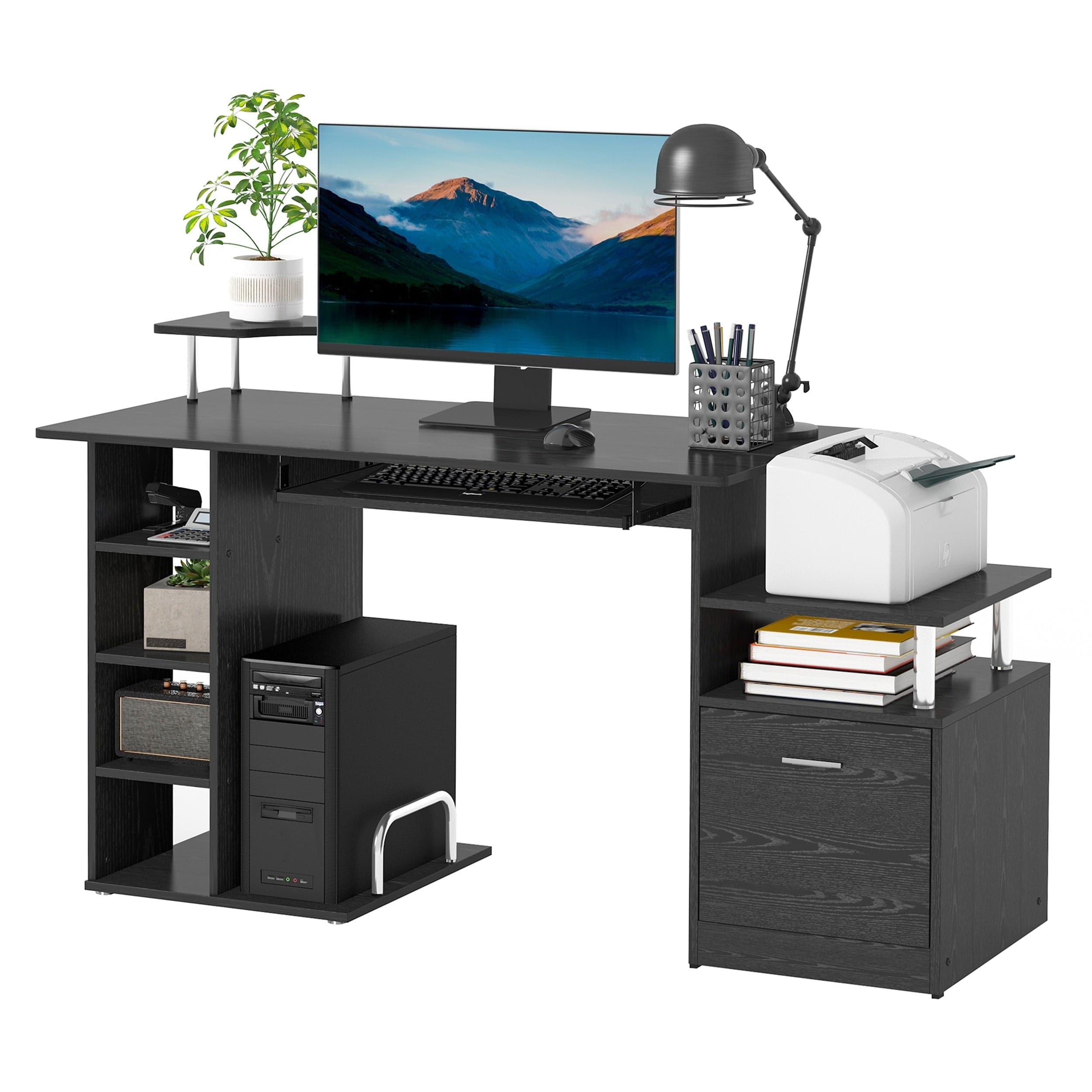 Computer laptop desk online with drawer shelf