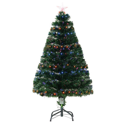 HOMCOM 4ft Pre-Lit Fibre Optic LED Artificial Christmas Tree