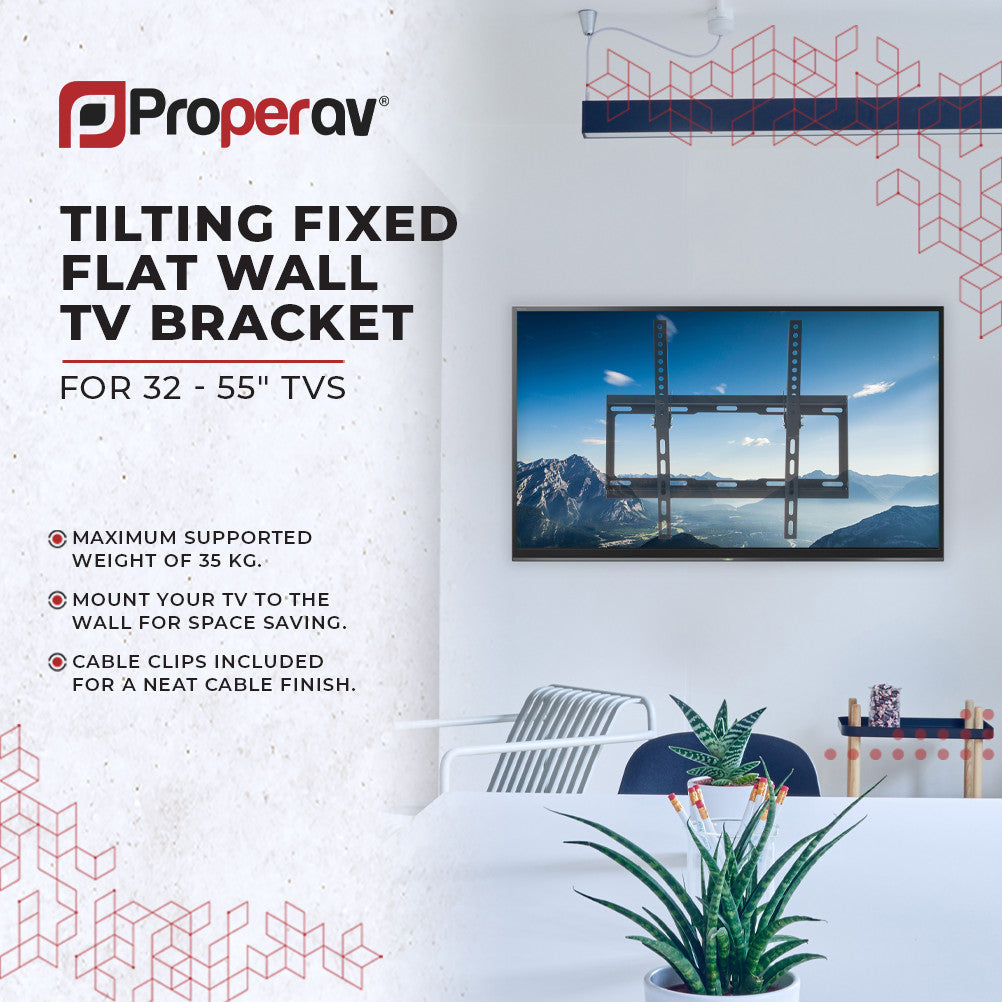 ProperAV Fixed 14° Tilt 32" - 55" Flat TV Wall Bracket (35kg Capacity / VESA Max. 400x400) - maplin.co.uk