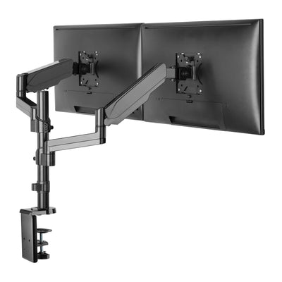 ProperAV 17" - 32" Gas Spring Dual Swing Arm Extra Height Desk Clamp PC Monitor Mount (VESA Max. 100x100) - maplin.co.uk
