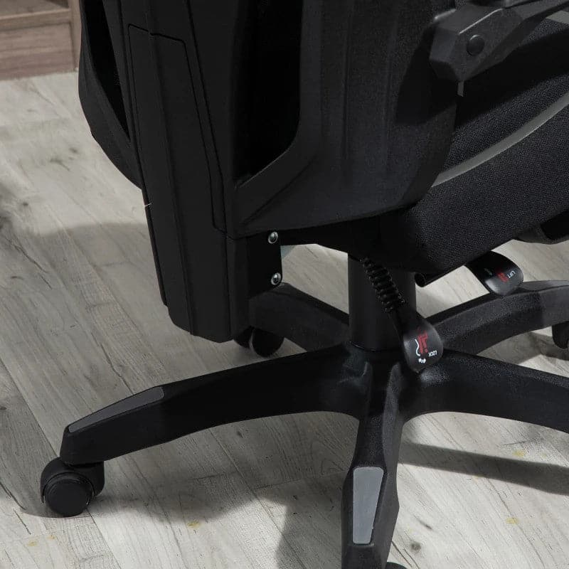 Maplin Plus Mesh Reclining Lumbar Back Support Adjustable Height Office Chair with Footrest & Swivel Wheels - Black & Grey