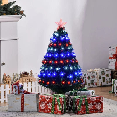 HOMCOM 3ft Pre-Lit Fibre Optic LED Artificial Christmas Tree