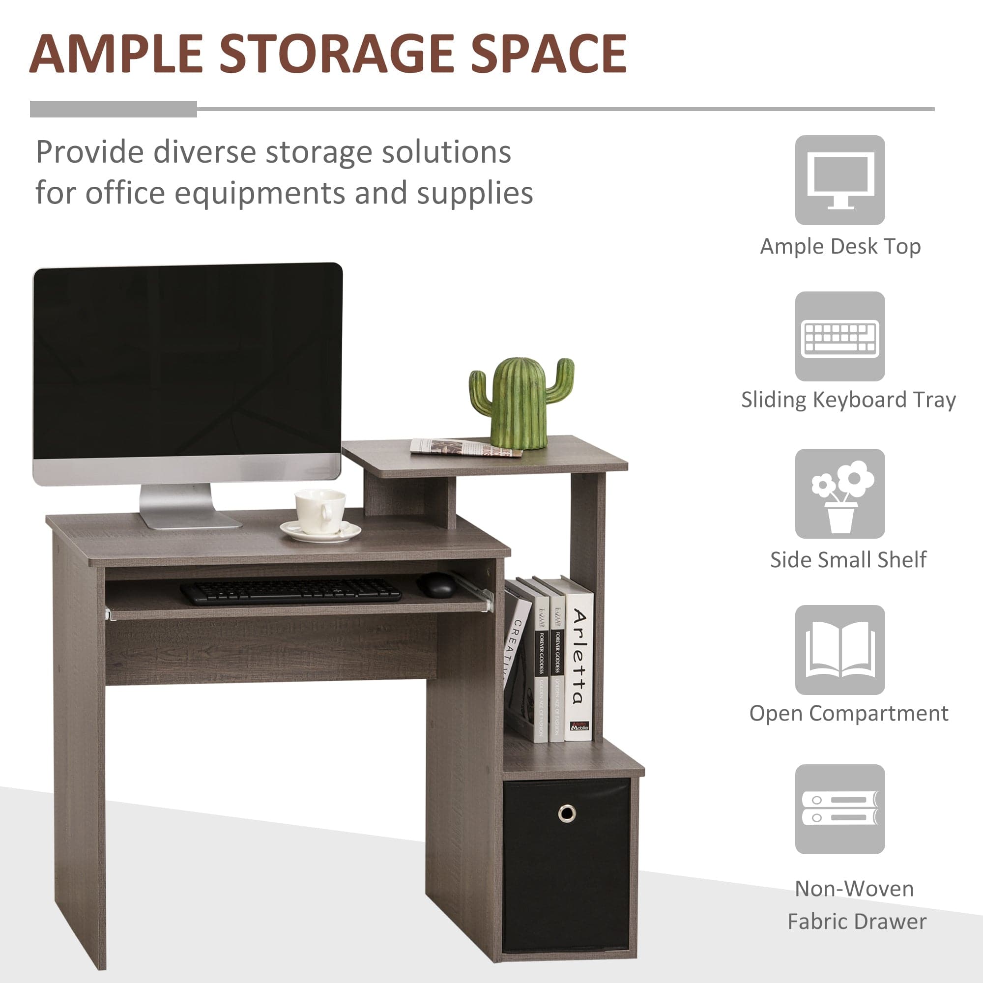 Desk with storage and deals keyboard tray