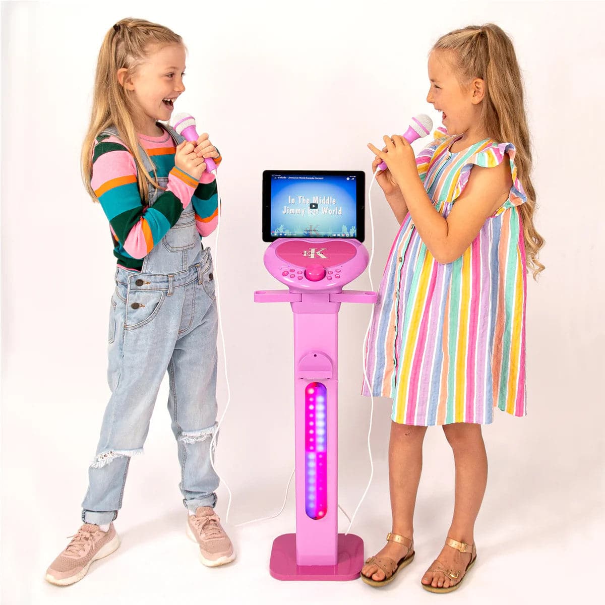 Easy Karaoke Bluetooth Kids Singalong Pedestal Karaoke System - Pink