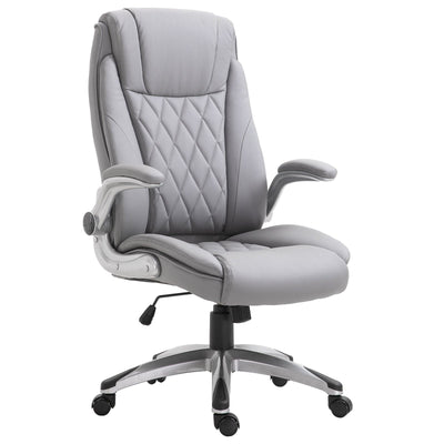 ProperAV Extra PU Leather Ergonomic Swivel Office Chair with Headrest Grey