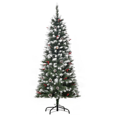 HOMCOM 5ft Artificial Christmas Tree with Pinecones & Berries