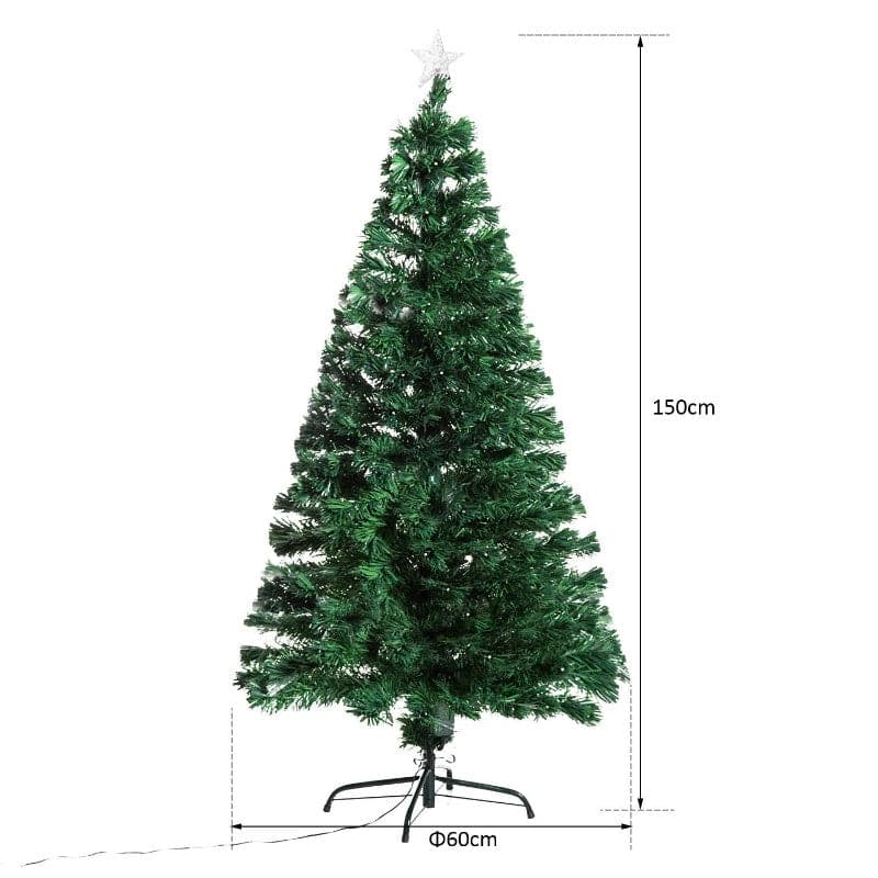 HOMCOM 5ft Pre-Lit Fibre Optic LED Artificial Christmas Tree