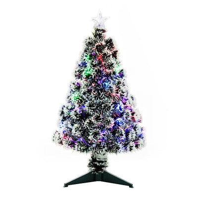 HOMCOM 3ft Pre-Lit Fibre Optic LED Artificial Christmas Tree