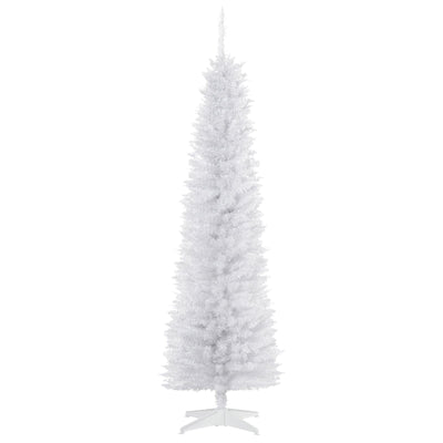 HOMCOM 6ft White Artificial PVC Slimline Christmas Tree